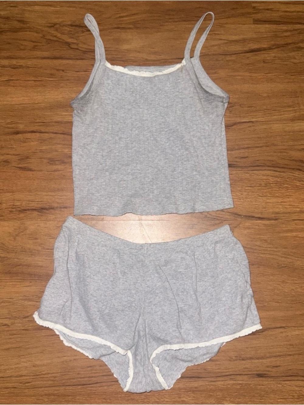 Women’s Grey Ribbed Cami & Short Sleep Set